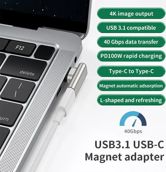 Alt view image 4 of 5 - Yingshan 100W Magnetic USB C Adapter 24Pins USB-C Adapter Type-C Connector