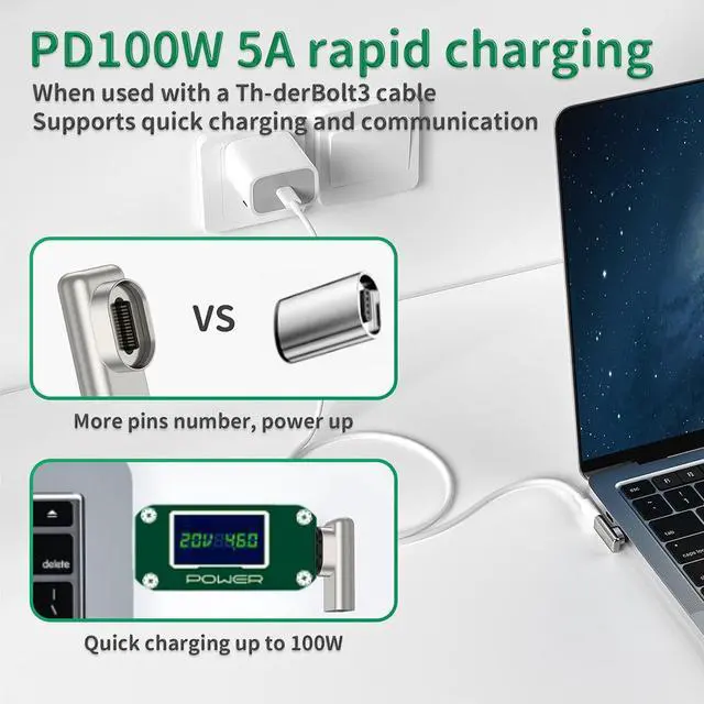 Alt view image 5 of 5 - Yingshan 100W Magnetic USB C Adapter 24Pins USB-C Adapter Type-C Connector