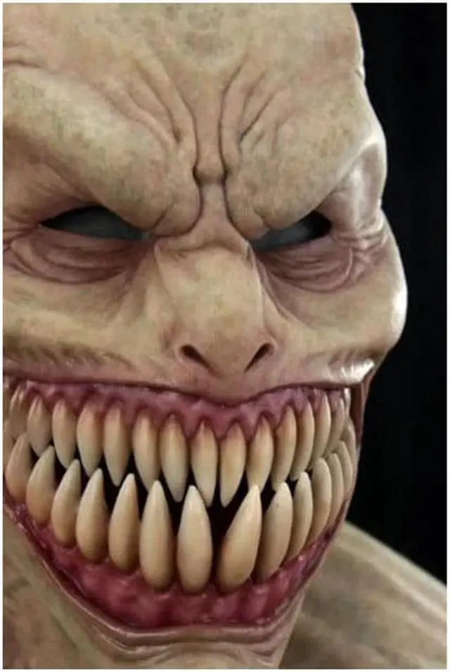Alt view image 2 of 5 - Scary Latex Headgear Full Head Mask Clown Face Cover Stalker Devil Horror Props
