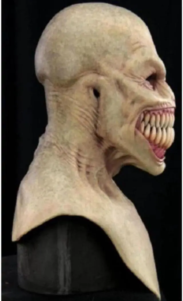 Alt view image 4 of 5 - Scary Latex Headgear Full Head Mask Clown Face Cover Stalker Devil Horror Props