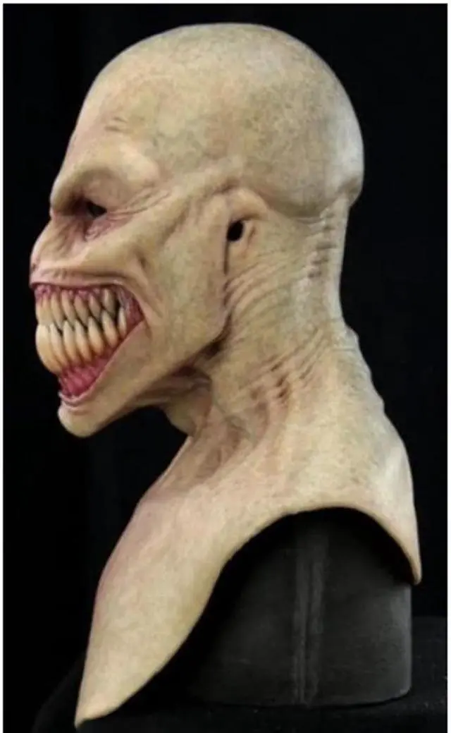 Alt view image 5 of 5 - Scary Latex Headgear Full Head Mask Clown Face Cover Stalker Devil Horror Props