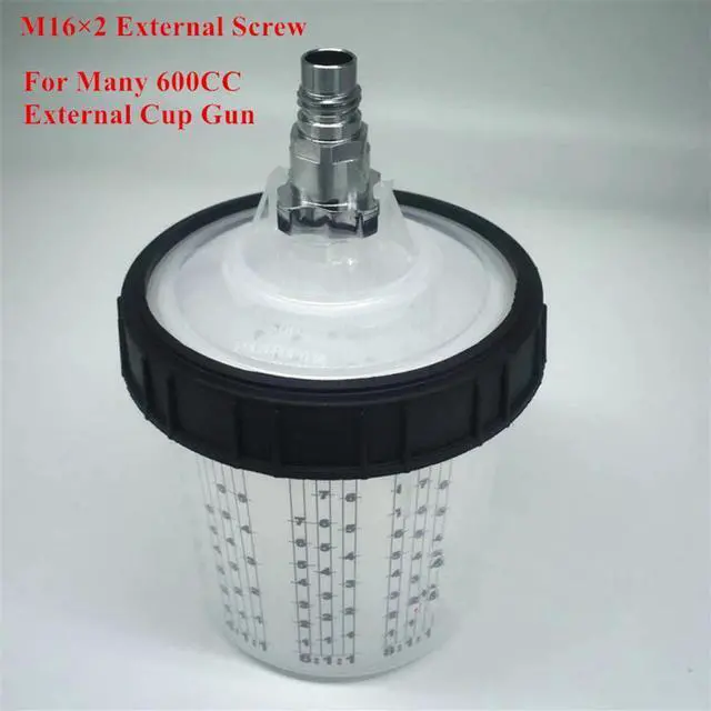 Alt view image 3 of 7 - Acaigel 22oz 600ML Paint Cup H/O Quick Cup With M16x2 External For Adapter Spray Gun