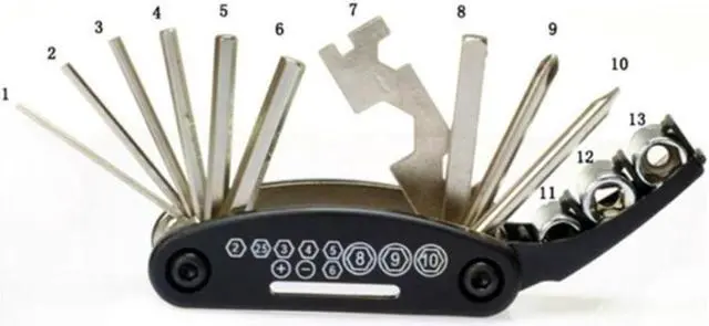 Alt view image 3 of 5 - Yassdwbn Multi Allen Wrench 13in1 Folding Hex Key Screwdriver Socket Tools Motorcycle