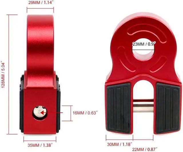 Alt view image 3 of 4 - Yassdwbn Red Alumiunm Flatlink Winch Shackle Mount For Tow Haul Truck ATV Winch Line/Hook