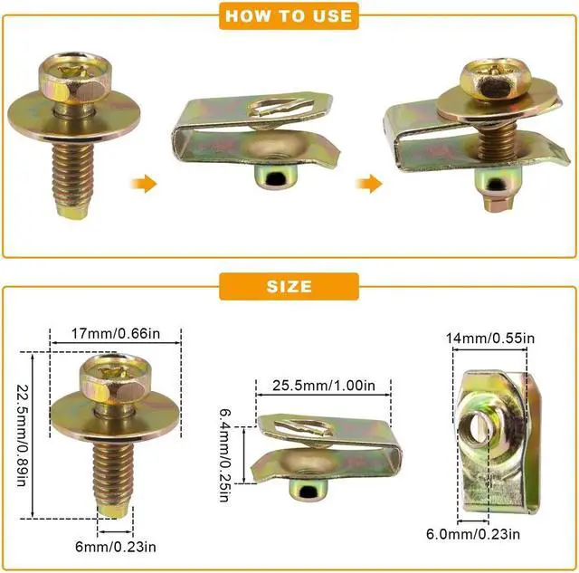 Alt view image 4 of 6 - Yingshan Engine Under Cover Push-Type Retainer Bumper Fender Rivet Bolts U-nuts Clips for Toyota Corolla RAV4 Highlander Avalon