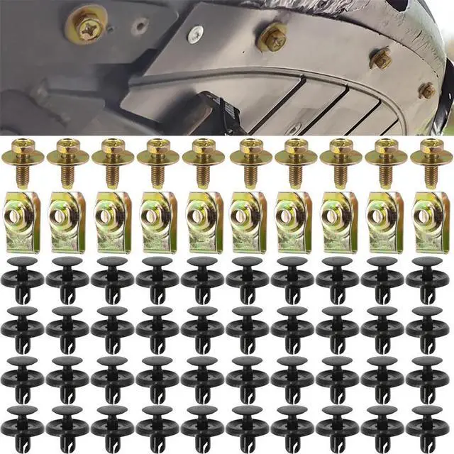 Alt view image 2 of 6 - Yingshan Engine Under Cover Push-Type Retainer Bumper Fender Rivet Bolts U-nuts Clips for Toyota Corolla RAV4 Highlander Avalon