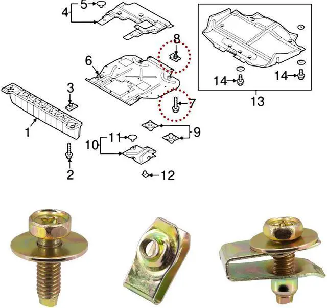 Alt view image 5 of 6 - Yingshan Engine Under Cover Push-Type Retainer Bumper Fender Rivet Bolts U-nuts Clips for Toyota Corolla RAV4 Highlander Avalon