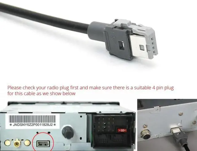 Alt view image 4 of 5 - Yassdwbn 4 PIN Plug to USB Radio Cable Fit for Kia KX3 KX5 Sorento For Hyundai Sonata