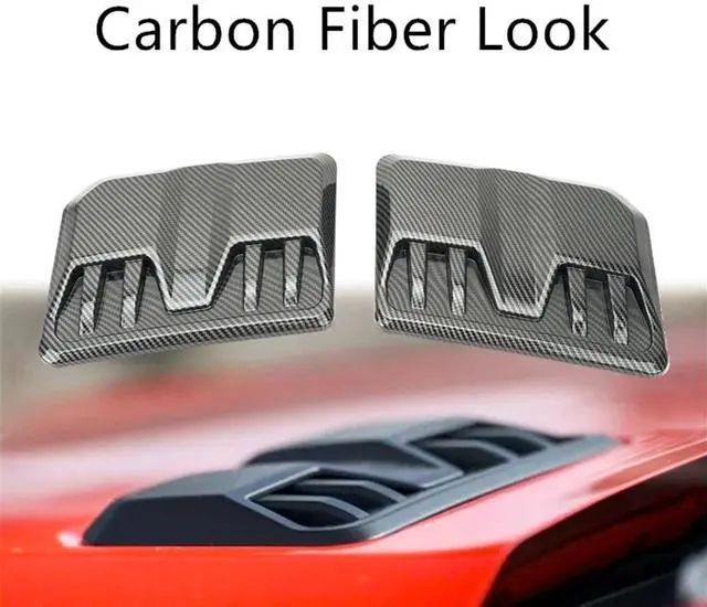 Alt view image 2 of 5 - Paiying 2x Carbon Fiber Look Car Bonnet Air Intake Flow Side Vent Hood Scoop Cover Trim