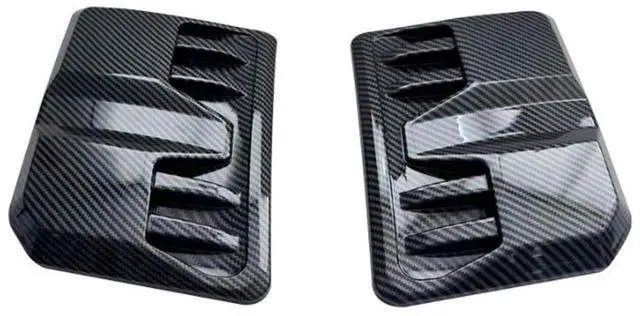Alt view image 5 of 5 - Paiying 2x Carbon Fiber Look Car Bonnet Air Intake Flow Side Vent Hood Scoop Cover Trim