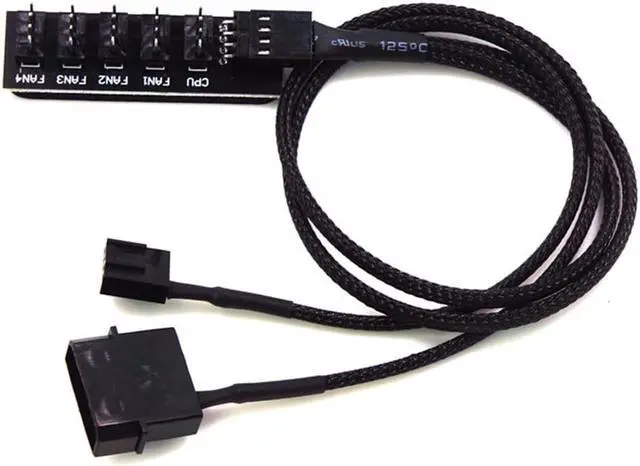 Alt view image 2 of 6 - Fan Hub Splitter 1 to 5 Ports  4 Pin PWM Regulator 12V Power Cable Hub Adapter for CPU Cooler Case Chasis Cooling Fan
