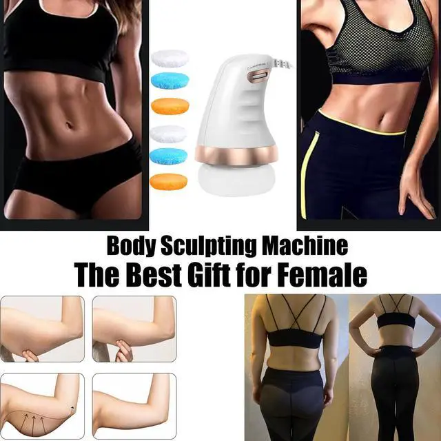 Alt view image 4 of 6 - Body Sculpting Machine Cellulite Massager with 6 Washable Pads with Vibration & Rotation, Electric Body Sculpt Massager Handheld for Abdomen/ Love Handles/ Butt / Back/ Legs/ Arms Massage Electric dee