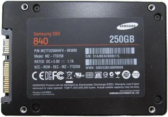 Alt view image 4 of 4 - SAMSUNG 840 Series 2.5" 250GB SATA III Internal Solid State Drive (SSD) MZ-7TD250BW