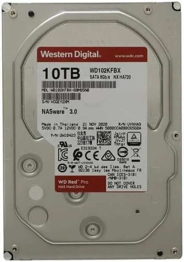 Alt view image 2 of 6 - Western WD102KFBX Digital Red Pro WD102KFBX 10 TB Hard Drive - 3.5" Internal - SATA (SATA/600) - Conventional Magnetic Recording (CMR) Method