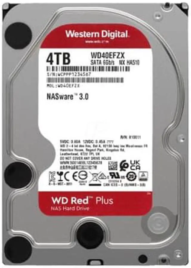 Alt view image 2 of 5 - Western WD40EFZX Digital Red Plus WD40EFZX 4 TB Hard Drive - 3.5" Internal - SATA (SATA/600) - Conventional Magnetic Recording (CMR) Method