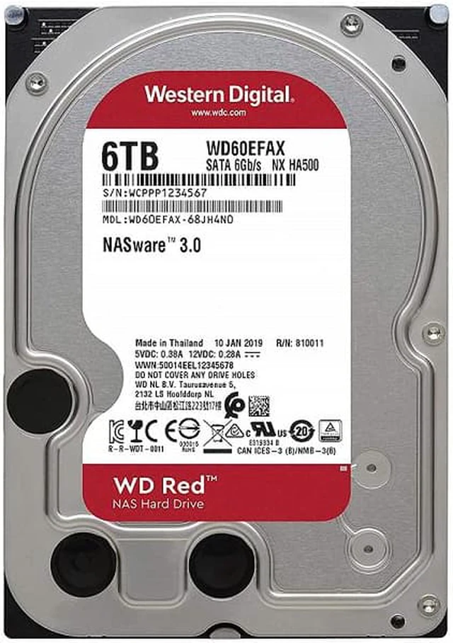 Alt view image 2 of 2 - Western WD60EFZX Digital Red Plus WD60EFZX 6 TB Hard Drive - 3.5" Internal - SATA (SATA/600) - Conventional Magnetic Recording (CMR) Method