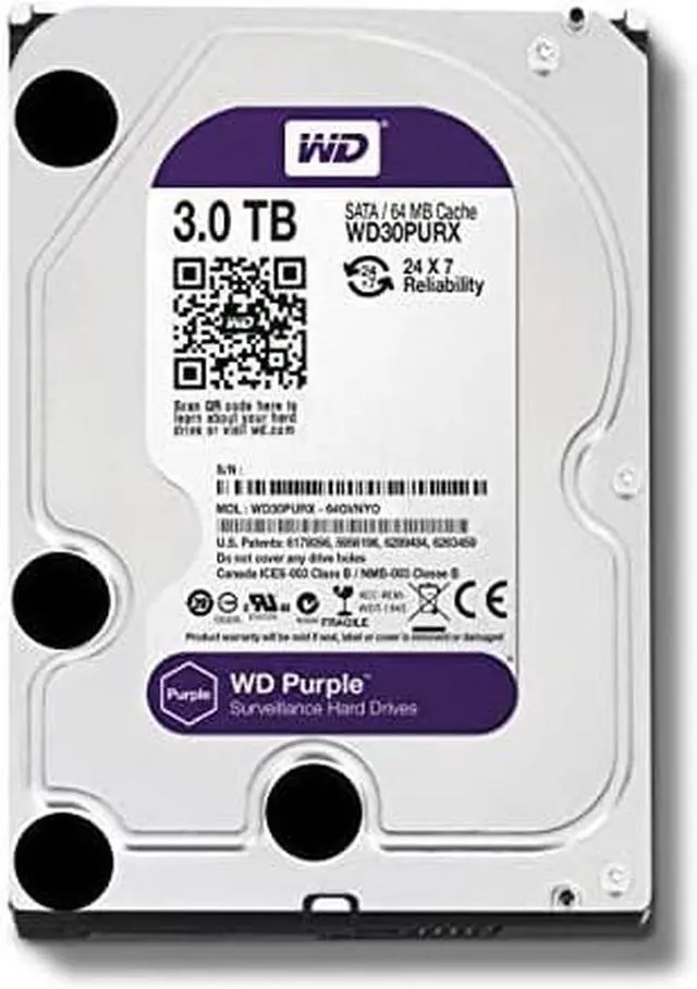 Alt view image 7 of 7 - WD Purple WD30PURX 3TB Surveillance 3.5" Internal Hard Drive - SATA - 64 MB Buffer - 1 Pack