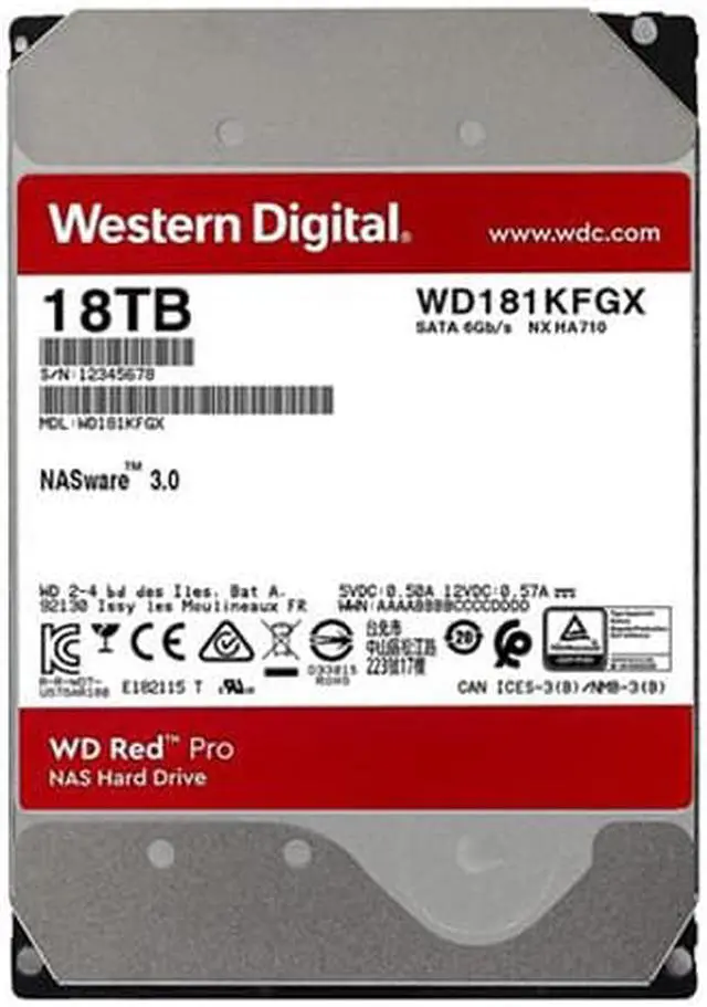 Alt view image 2 of 6 - Western WD181KFGX Digital Red Pro WD181KFGX 18 TB Hard Drive - 3.5" Internal - SATA (SATA/600) - Conventional Magnetic Recording (CMR) Method