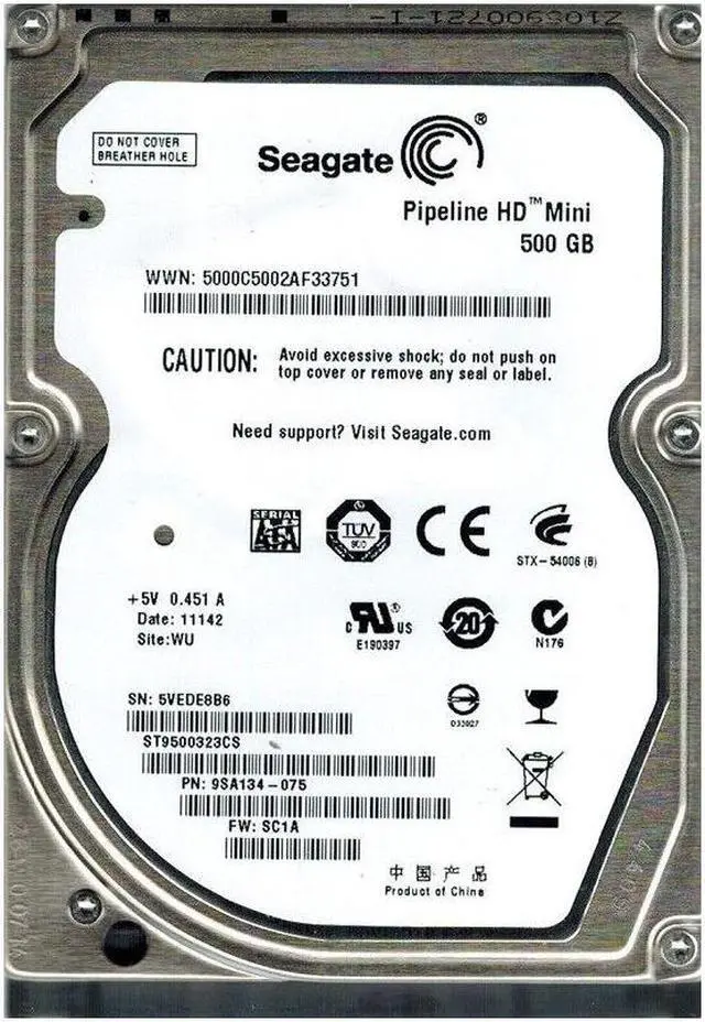 Alt view image 3 of 3 - Seagate ST9500323CS 500GB 5400 RPM 8MB Cache SATA 3.0Gb/s 2.5" Internal Notebook Hard Drive Bare Drive