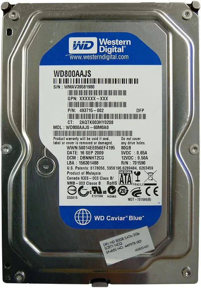 Alt view image 3 of 3 - WD WD800AAJS Caviar Blue WD800AAJS 80 GB Hard Drive - 3.5" Internal - SATA (SATA/300)