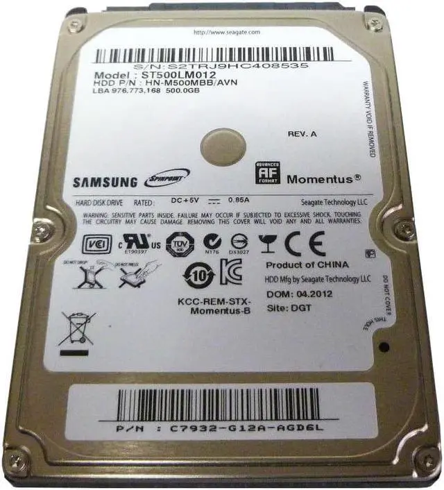 Main image of ST500LM012 - Seagate Momentus 500GB 5400RPM SATA 3Gb/s 8MB Cache 2.5-inch Hard Drive