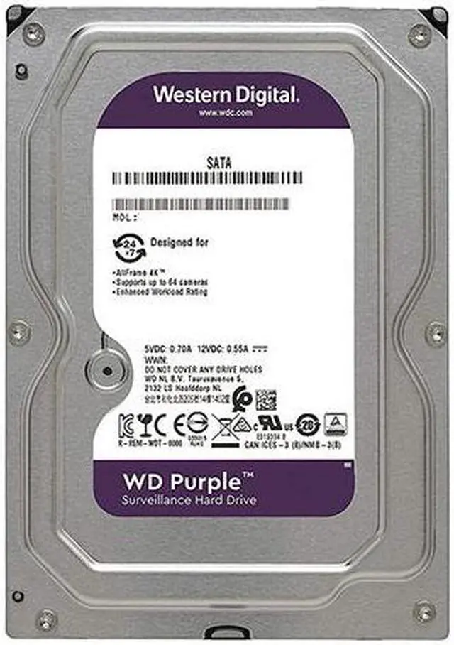 Alt view image 2 of 5 - Western WD84PURZ Digital Purple WD84PURZ 8 TB Hard Drive - 3.5" Internal - SATA (SATA/600) - Conventional Magnetic Recording (CMR) Method