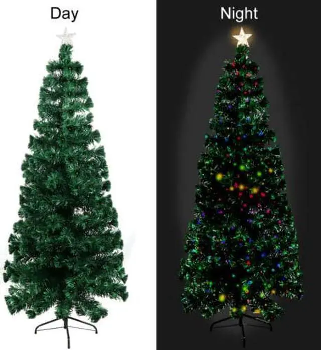Alt view image 3 of 7 - 6ft Christmas Tree Artificial Narrow Realistic Evergreen Pre Lit Metal Stand Pencil Green