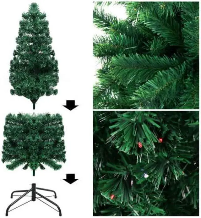 Alt view image 4 of 7 - 6ft Christmas Tree Artificial Narrow Realistic Evergreen Pre Lit Metal Stand Pencil Green