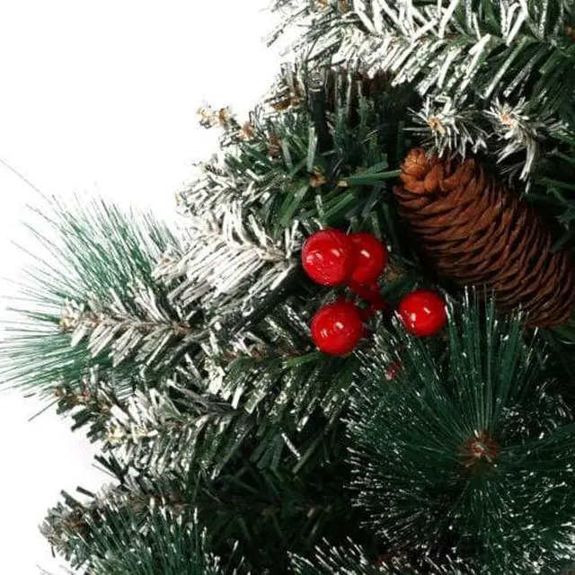 Alt view image 4 of 7 - 15" Wreath LED Artificial Spruce Christmas Snow Flocked Pine Cones Door Decor