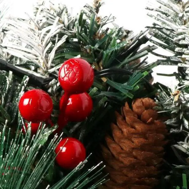 Alt view image 5 of 7 - 15" Wreath LED Artificial Spruce Christmas Snow Flocked Pine Cones Door Decor