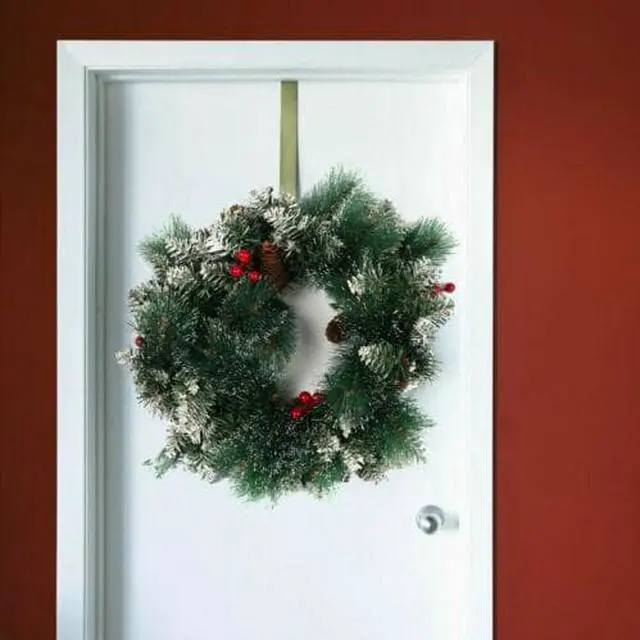 Alt view image 3 of 7 - 15" Wreath LED Artificial Spruce Christmas Snow Flocked Pine Cones Door Decor