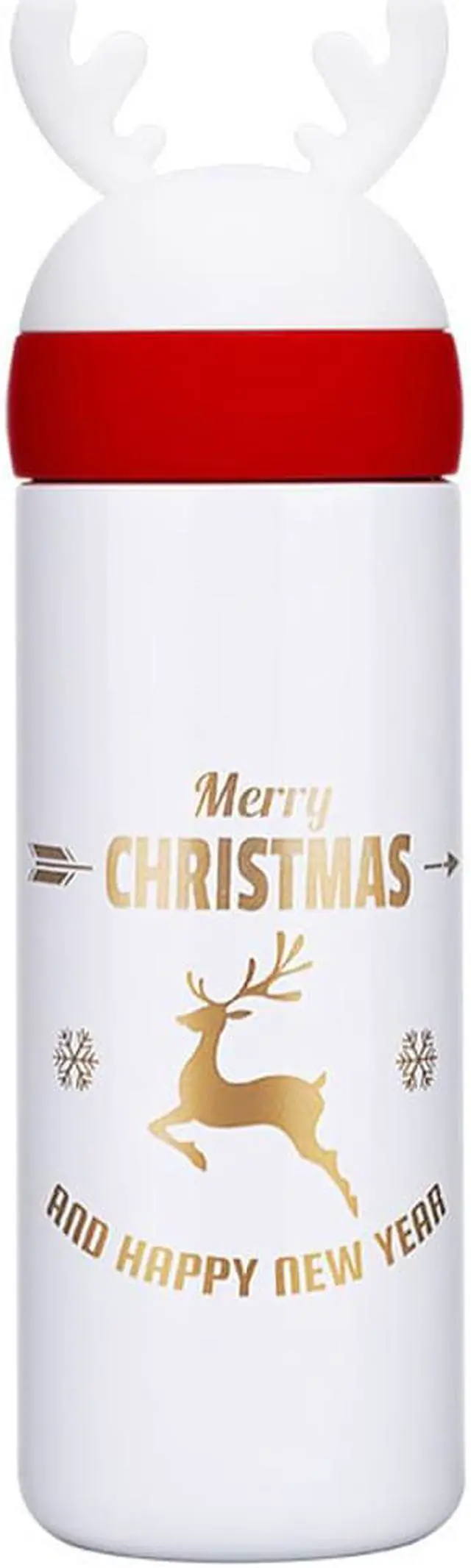 Alt view image 2 of 7 - One Holiday Christmas Vacuum Insulated Stainless Steel Hot Cold Reindeer 330ml 1x Water Bottle