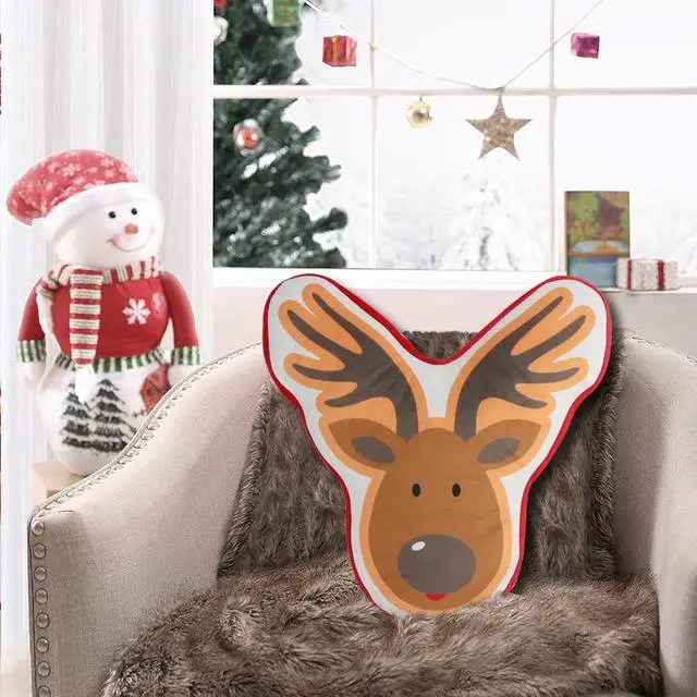 Alt view image 5 of 6 - Reindeer Christmas Decorative Throw Pillow 17 inch Soft Stuffed Funny Cute Decoration Cushion