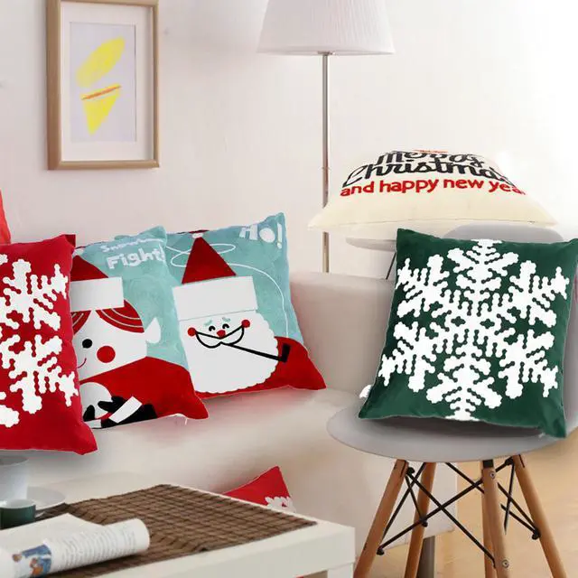 Alt view image 2 of 7 - Christmas Decorative Pillow Christmas Snowflake Santa Clause Reindeer Home Decor Throw Pillow Set of 3