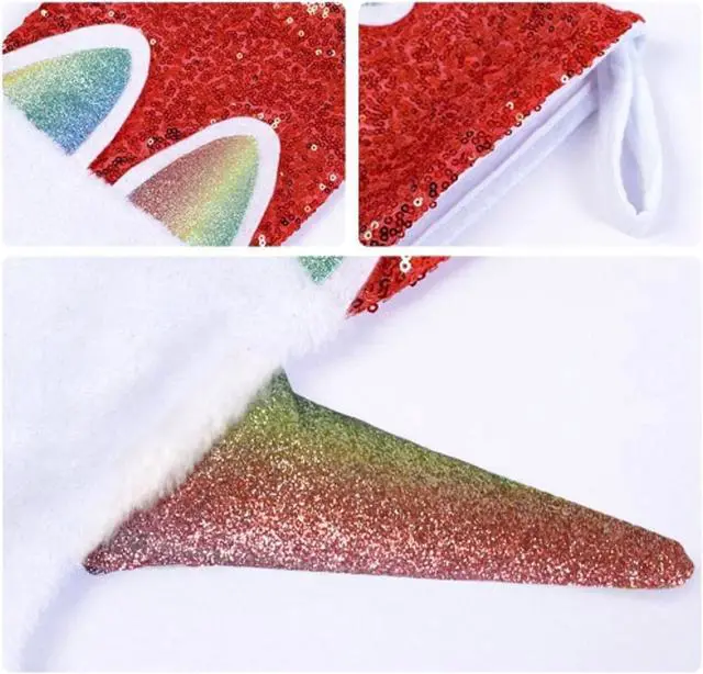 Alt view image 2 of 5 - Magical Unicorn Stocking Christmas Fun Holiday Decoration with Red Sequins