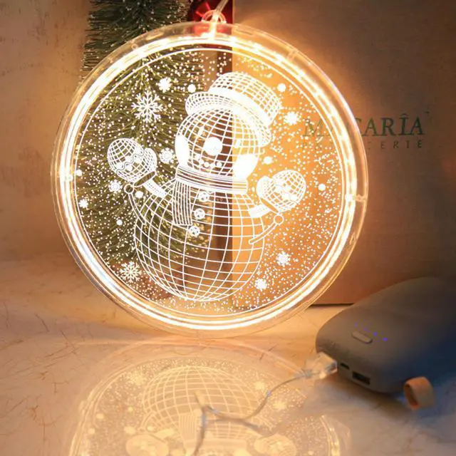Main image of Christmas Decorative Holiday Novelty Hanging 3D Lights with Suction Cup for Indoor Windows Pathway Patio Bedroom Warm White (Snowman)