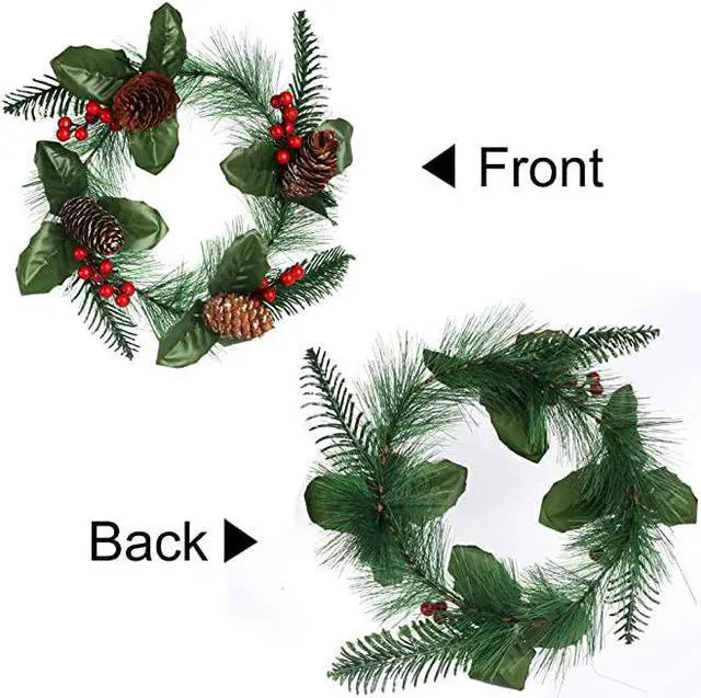 Alt view image 2 of 4 - 12 Inches Artificial Wreath with Pinecone Holly Berries Pine Leaves for Fall/Winter Holiday Festival Celebration Front Door Wall Window Christmas Party Decor