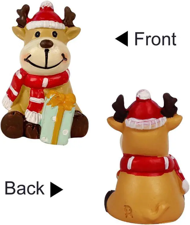 Alt view image 3 of 6 - 2" Christmas Village Figurine Hand Crafted Décor House Resin Santa Reindeer