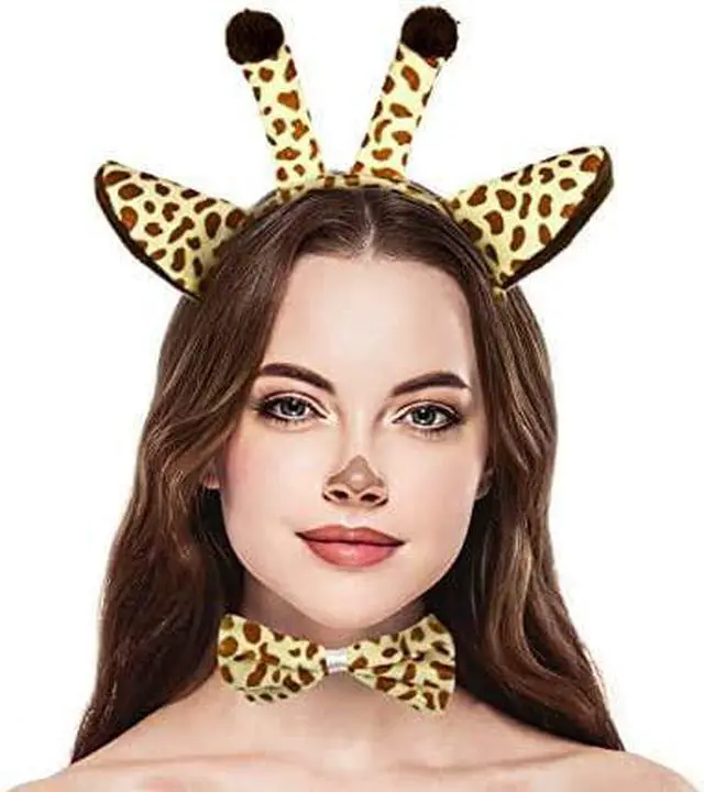 Main image of Giraffe Ears Tail Bow Tie Instant Costume Halloween Fun Party Beige