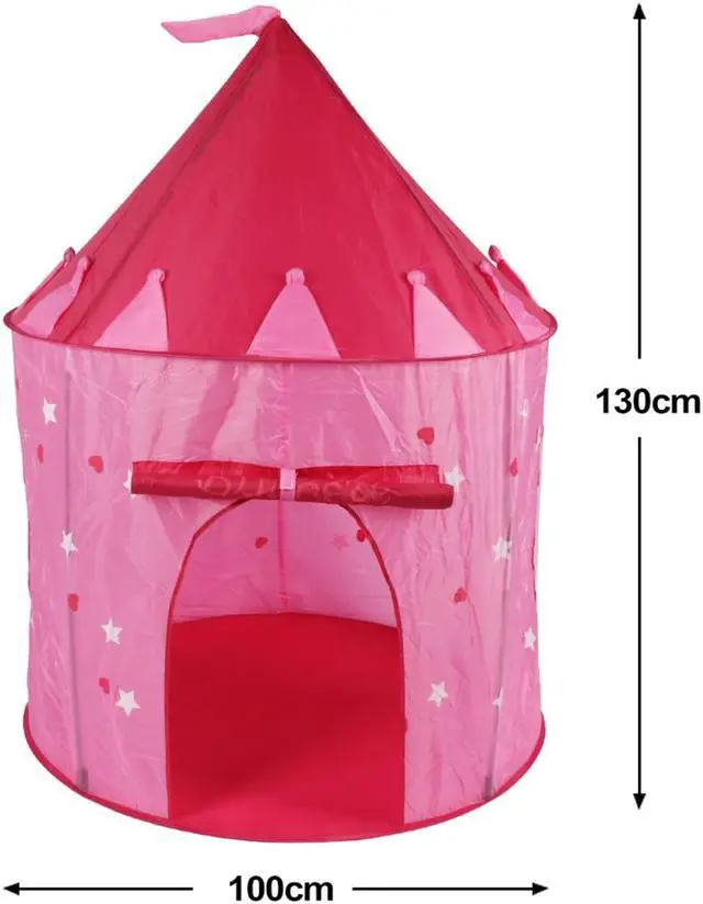 Alt view image 5 of 5 - Princess Palace Pop Up Castle Play Glow In The Dark Stars Foldable Tent Playhouse Pink