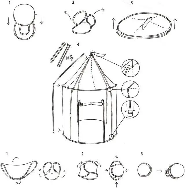 Alt view image 4 of 5 - Princess Palace Pop Up Castle Play Glow In The Dark Stars Foldable Tent Playhouse Pink