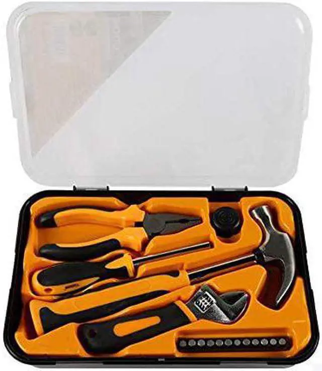 Main image of SAKURA 17 Piece Household Tool Set Includes Hammer Claw Wrench Screwdriver Bits Pliers for House and DIY Projects