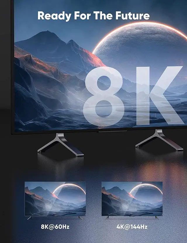 Alt view image 2 of 6 - VESA Certified DisplayPort Cable 1.4 8K DP Cable 6.6FT (8K@60Hz 4K@144Hz 1080P@240Hz) HBR3 Support 32.4Gbps HDCP 2.2 HDR10 FreeSync G-Sync for Gaming Monitor 3090 Graphics PC (Grey)
