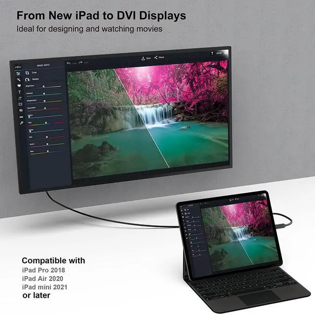 Alt view image 7 of 7 - BENFEI USB C to DVI 6 Feet Cable, USB Type-C to DVI Cable [Thunderbolt 3/4] Compatible with iPhone 15 Pro/Max, MacBook Pro/Air 2023, iPad Pro, iMac, S23, XPS 17, Surface Book 3 and More