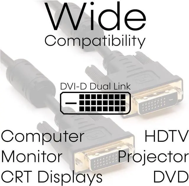 Alt view image 4 of 4 - Cmple - DVI Cable 10ft, DVI to DVI Dual Link Monitor Cable Digital (24+1) Male DVI Cable for Gaming PC, Laptop, Projector, DVD, Monitor - Black