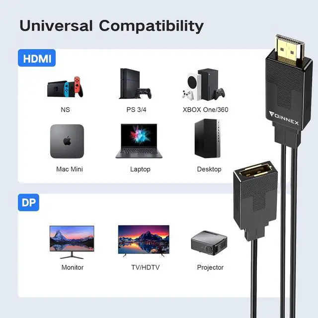 Alt view image 4 of 7 - HDMI to DisplayPort Adapter 4K@60Hz Not-Bidirectional HDMI to Display Port Unidirectional HDMI Source to DP Display Male to Female for Computer Monitor PS4 NS
