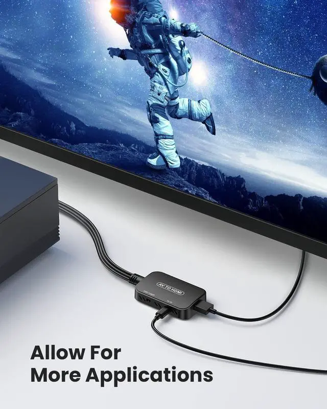 Alt view image 6 of 7 - RCA to HDMI Converter AV to HDMI Adapter RCA to HDMI Composite Audio Video Converter for PS1 PS2 PS3 STB Xbox VHS VCR Black-Ray DVD Players(HDMI Cable Included)