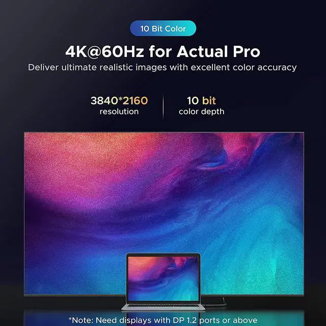 Alt view image 2 of 7 - Warrky USB C to DisplayPort Cable (4K@60Hz, 2K/1440P@165Hz), [Aluminum Shell, Gold-Plated Plug] Thunderbolt 3/4 to Display Port Cord Compatible with MacBook Pro/Air, iPad Pro, Surface, Galaxy -3.3ft