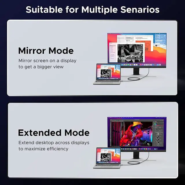 Alt view image 5 of 7 - Warrky USB C to DisplayPort Cable (4K@60Hz, 2K/1440P@165Hz), [Aluminum Shell, Gold-Plated Plug] Thunderbolt 3/4 to Display Port Cord Compatible with MacBook Pro/Air, iPad Pro, Surface, Galaxy -3.3ft