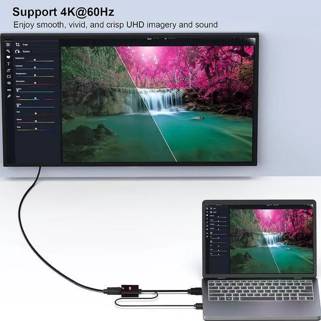 Alt view image 5 of 7 - HDMI to DisplayPort Uni-Directional HDMI (Source) to DisplayPort (Display) Adapter 4K@60Hz/2K@144Hz/1080P@165Hz Compatible with Laptop Xbox 360 One PS4 PS3 Device